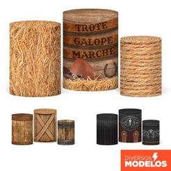 Capa Cilindro Country Cavalo Decoração Festa Veste Fácil Em Tecido Com Elástico