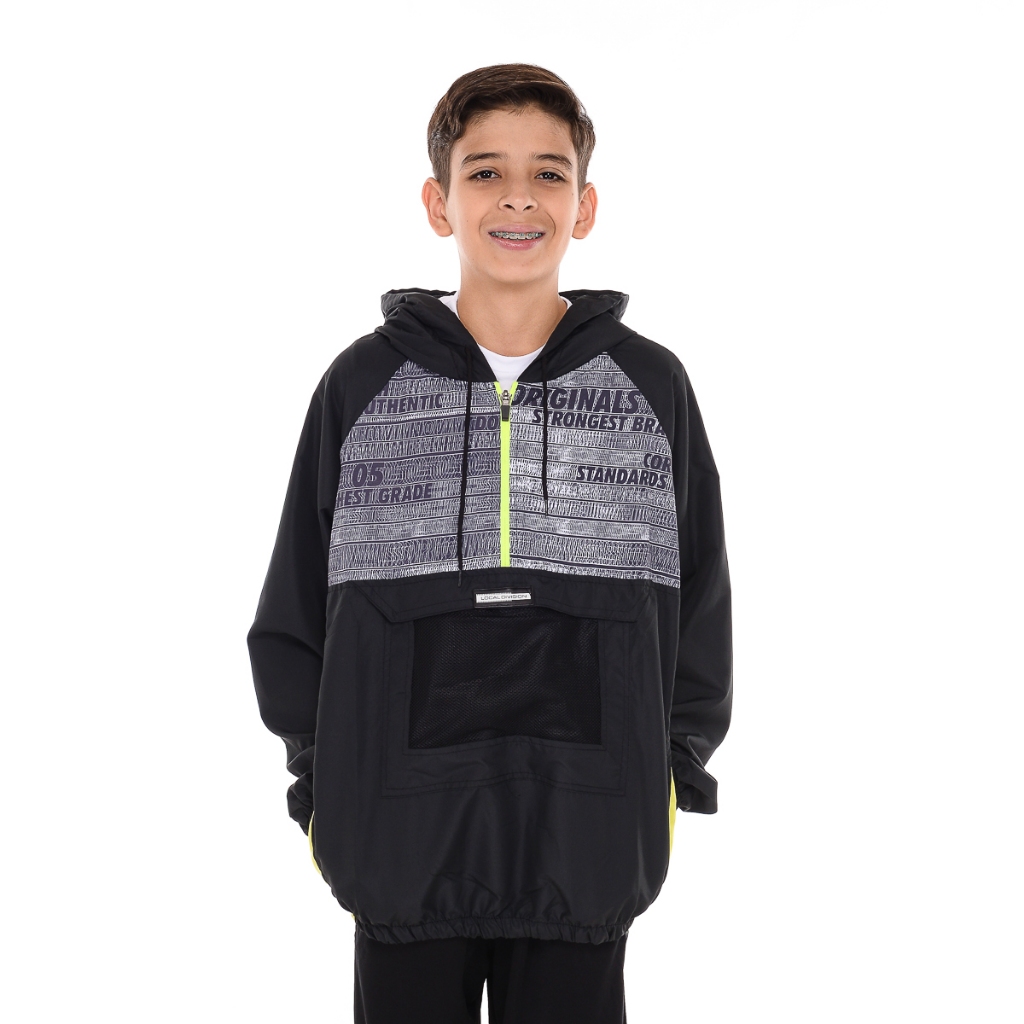 JAQUETA CORTA VENTO INFANTO JUVENIL PRETO em Oferta na Shopee