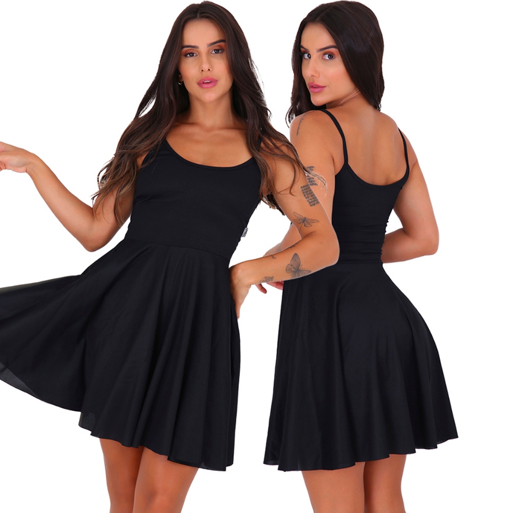 Vestido Ribana Godê Rodado Plissado em Oferta na Shopee