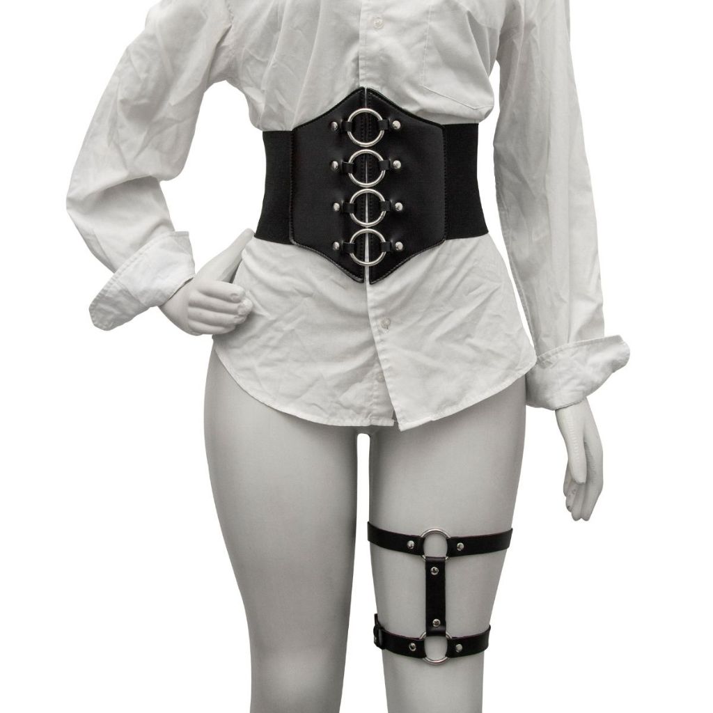 Corselet Gótico Espartilho Corpete C/ Harness Coxa Duas Tiras Promoção