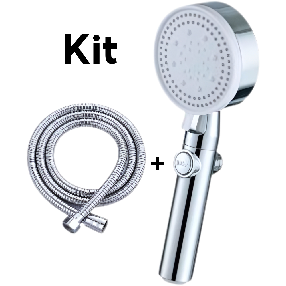 Chuveiro De Mão 5 Modos  De Alta Pressão Com Botão Interruptor E Mangueira E Suporte em Oferta na Shopee