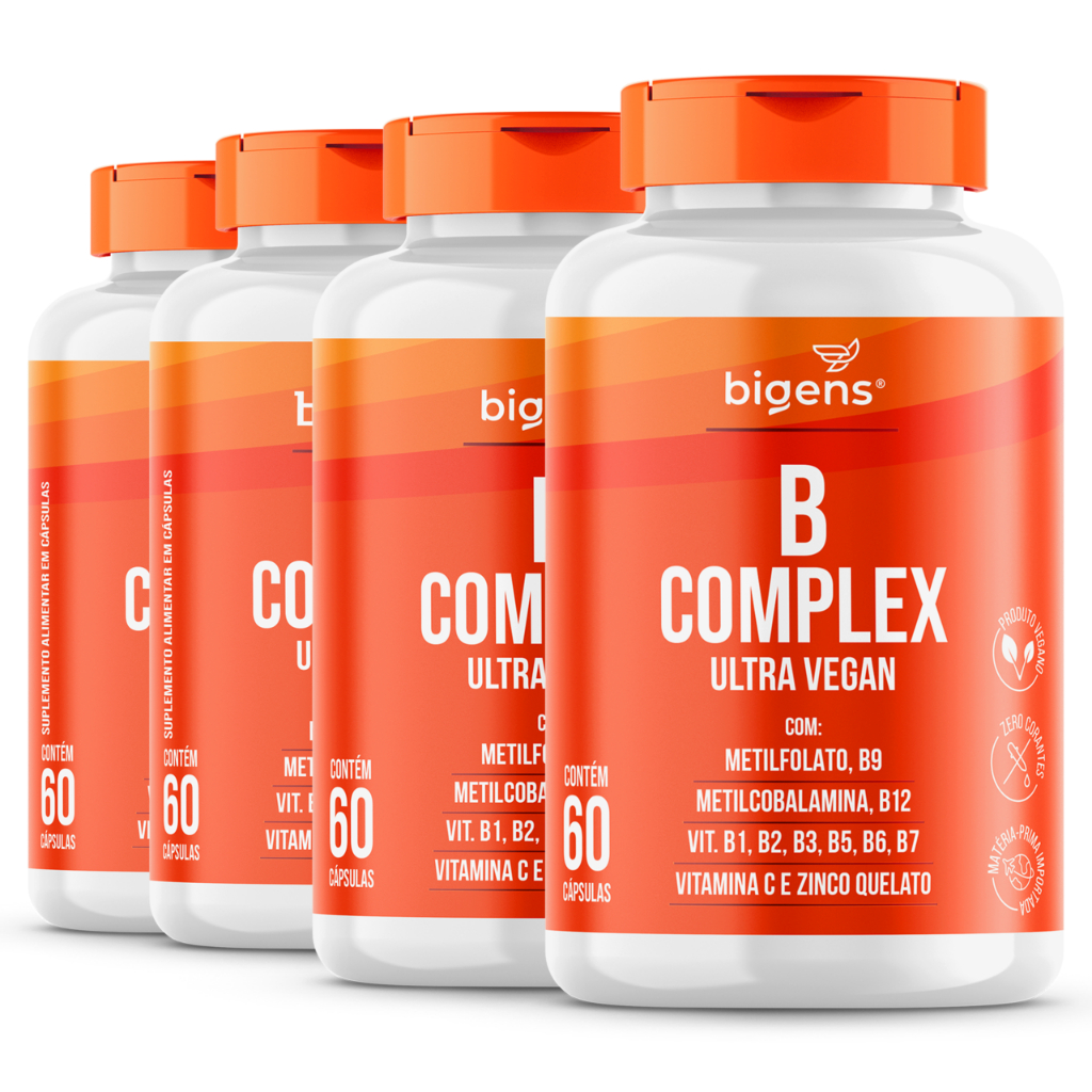 BIGENS KIT 4X COMPLEXO B VITAMINA B COMPLEX 60 CAPS em Oferta na Shopee