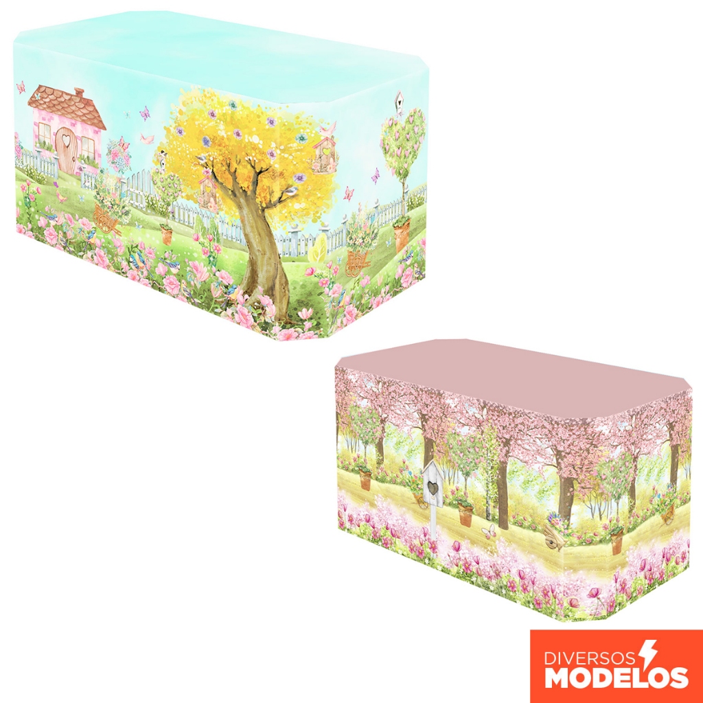 Capa de Mesa Festa Jardim Encantado Decoração Em Tecido Forro Veste Fácil - Diversos Modelos em Oferta na Shopee