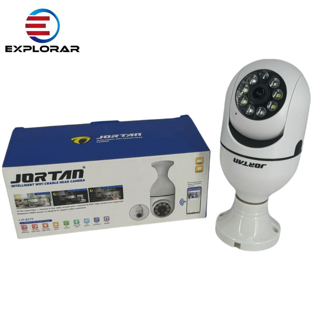 Câmera IP Lâmpada Wifi Giratória Com Visão Noturna Full HD 360 Grau