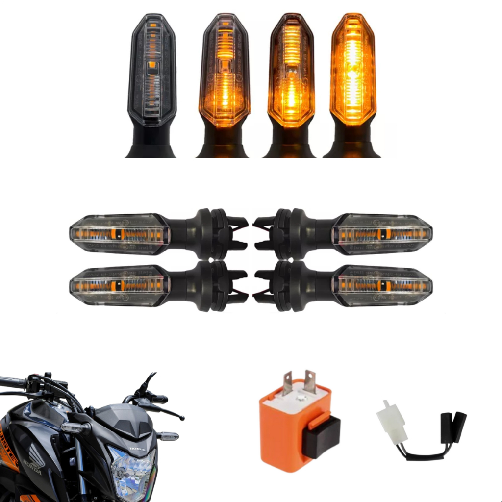 Kit de Pisca Seta De Led Sequencial Modelo Cb Twister 2022 4 Unidades Stallion Com Rele Ajustavel