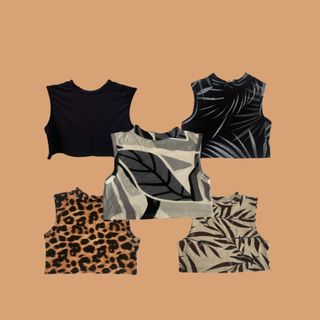 Kit 5 Top cropped liso gola alta várias cores em Oferta na Shopee