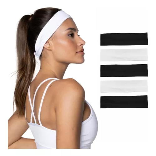 Kit 12 Faixas de Cabelo Adulto Tendência Casual Preto e Branco