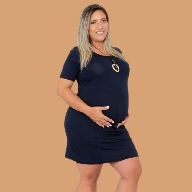 Vestido Gravida Moda Gestante Midi Tubinho Curto Casual Gravidez Curve Curvy em Oferta na Shopee