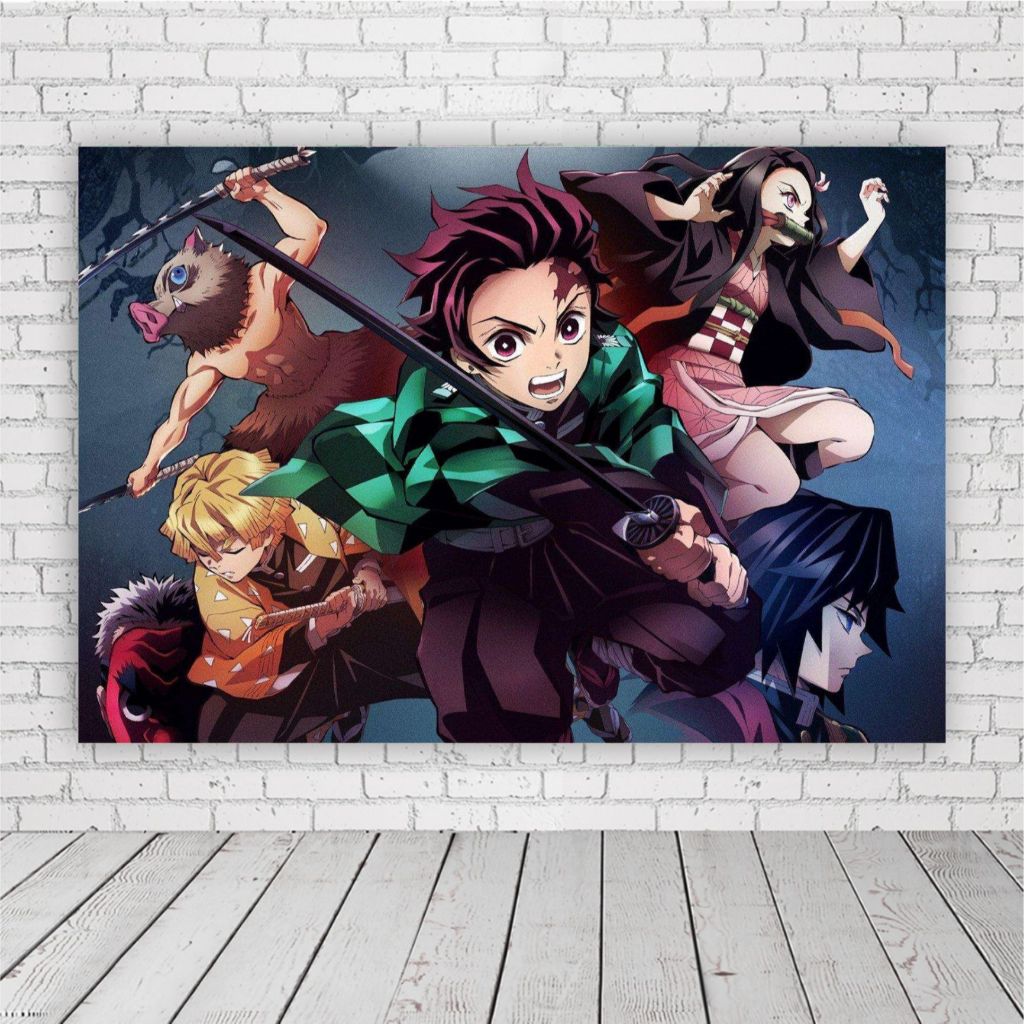 Painel de Festa Retangular Demon Slayer 2x2m Personalizado em lona fosca em Oferta na Shopee