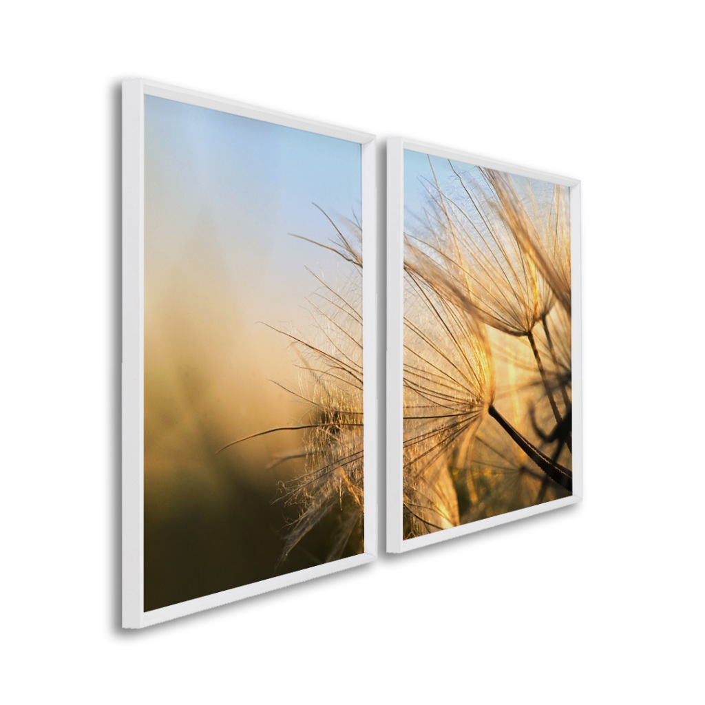 Quadro Decorativo Diptico Luz Do Entardecer Sala Quarto Escritorio Moldura Com ou Sem Vidro