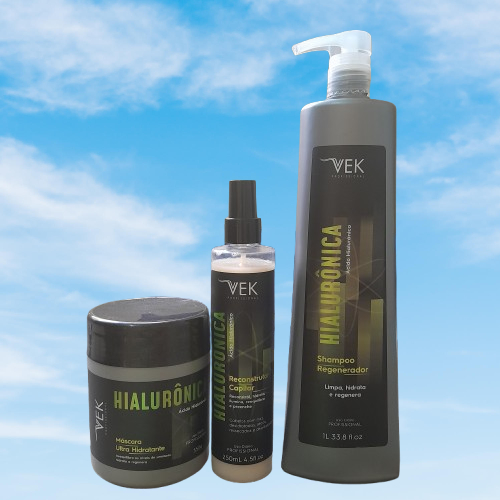 Kit Hialurônica  Reconstrução Capilar Vek/ Kevon Cosméticos- 3 passos