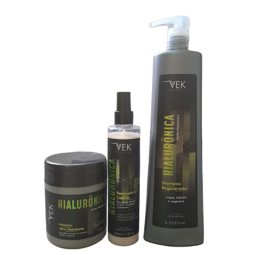 Kit Reconstrução Hialurônica Vek/ Kevon  Cosméticos - SHAMPOO+ MÁSCARA + RECONSTRUTOR