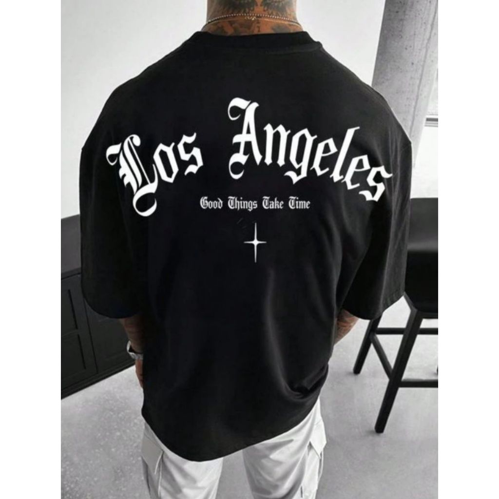 Camiseta Oversized Los Angeles Estilo Gringo Camisão Estampado Streetwear Hip Hop Camisa Hip Hop