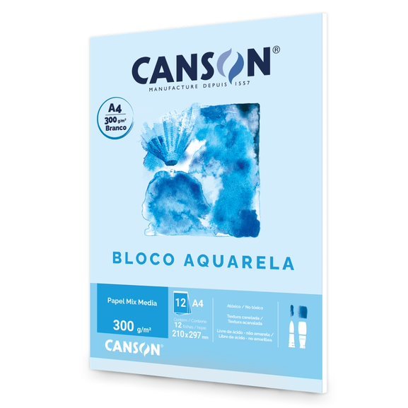 Bloco Papel Aquarela A4 300g Canson Desenho em Oferta na Shopee