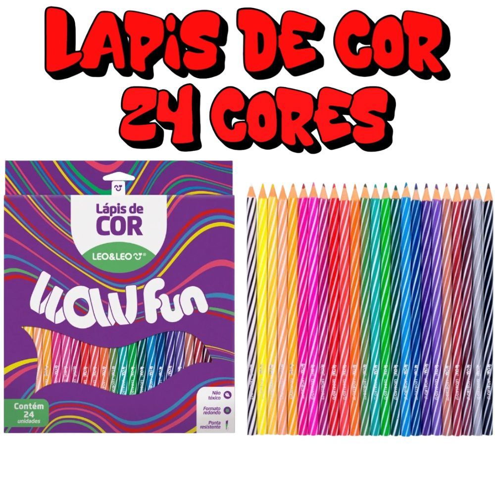 Lápis De Cor Wow 24 Cores Redondo Leo&Leo