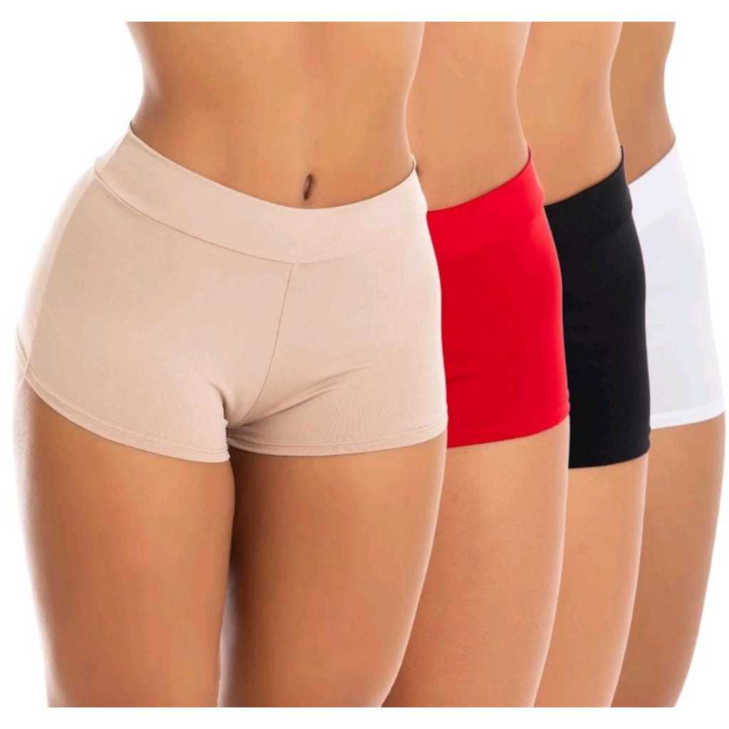 Kit 4 Calcinhas Shorts Cuecas Boxer Feminina Shortinho Anagua Conforto Lingerie Feminina