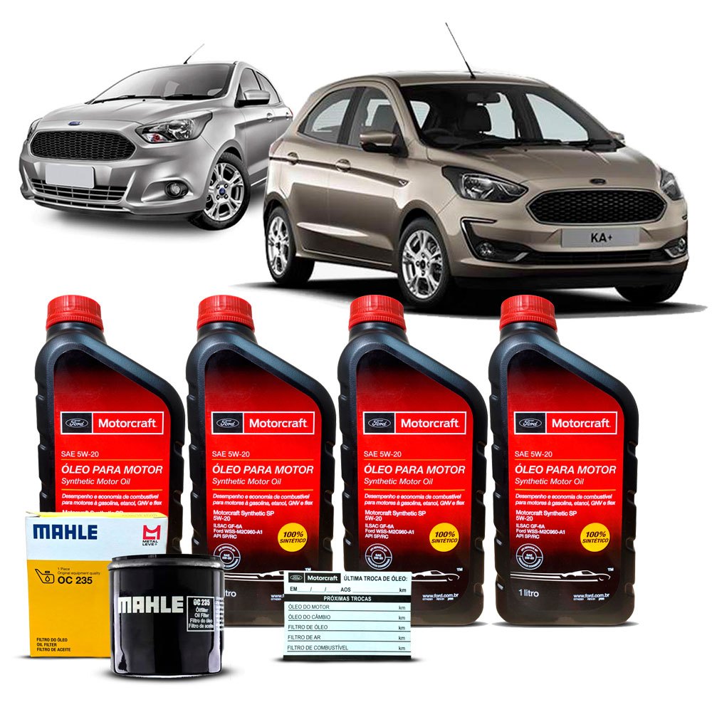Kit Troca de Oleo 5w20 e Filtro Ford Ka + 1.0 12v 2014 a 2021