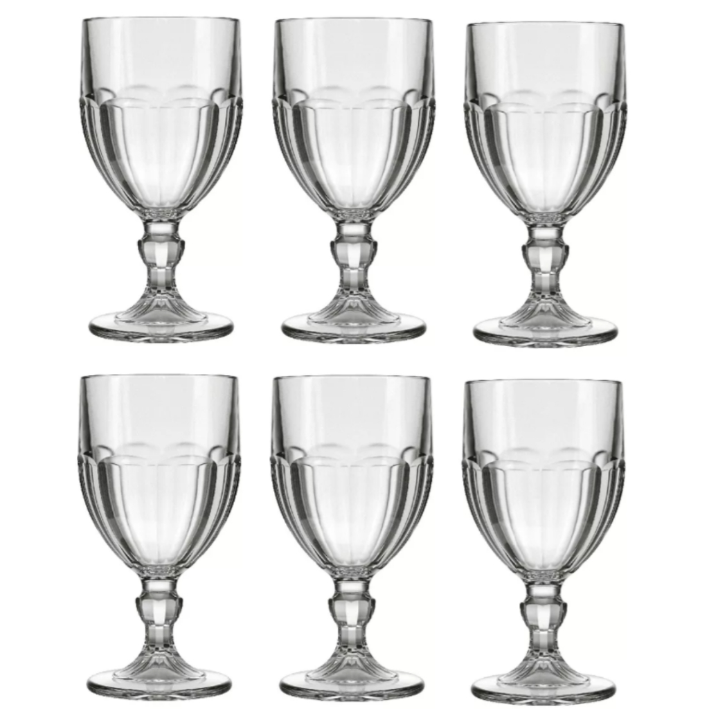 Jogo De 6 Taça p/ Agua Vinho Suco Bristol 340ml Nadir