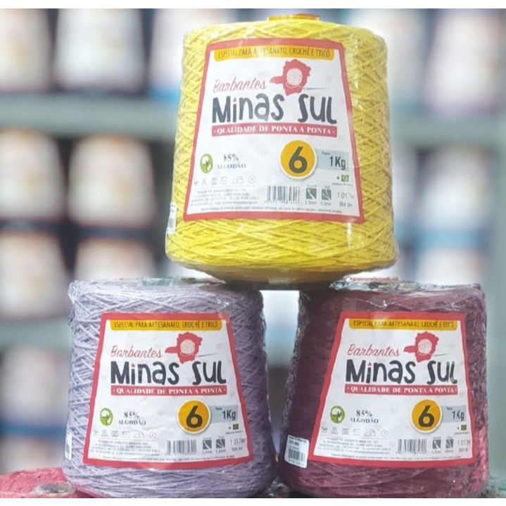 Kit 3 Unidades Barbante Minas Sul 1 Kg Fio 6 Especial