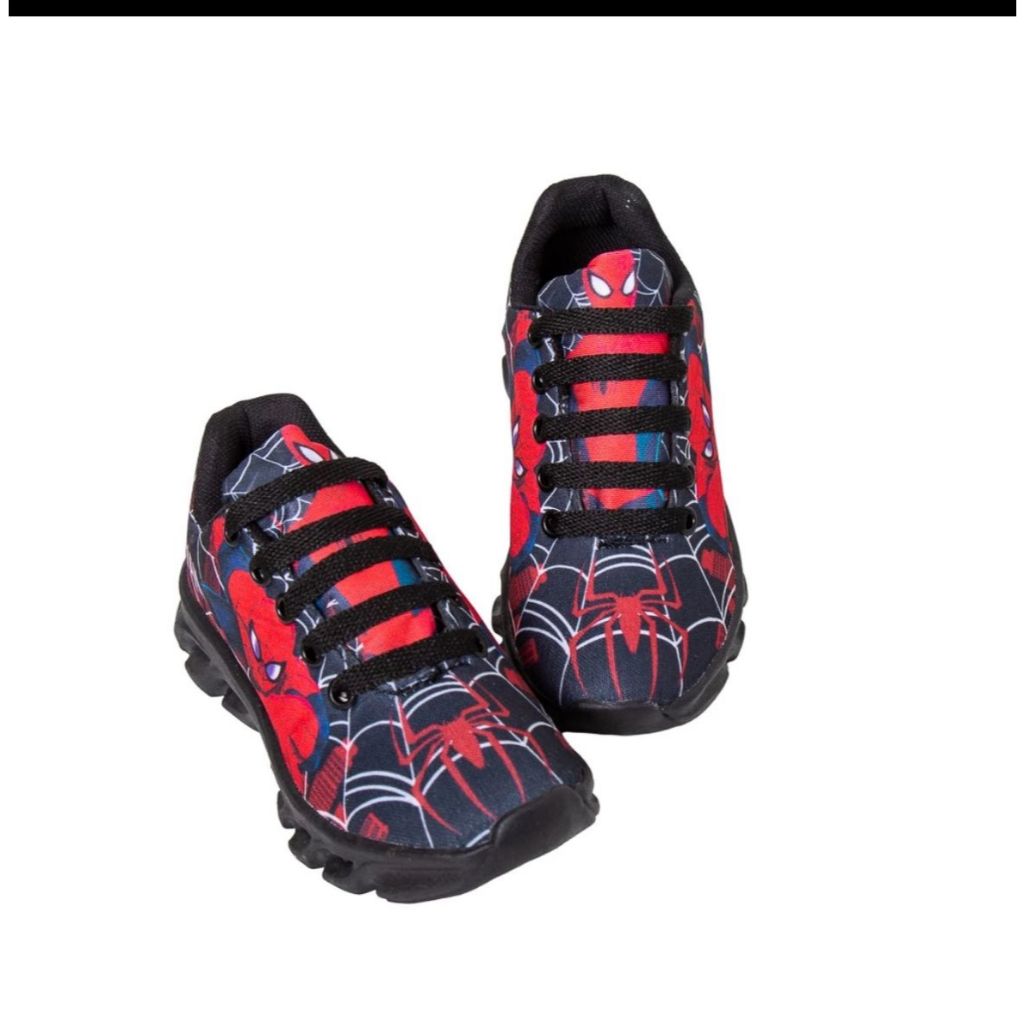 Tênis Led Infantil Casual Meninos Homem Aranha Preto Luzinha