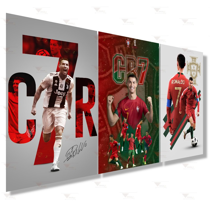 Kit 3 Quadros Decorativos Jogador Cristiano Ronaldo CR7 Excelente Qualidade