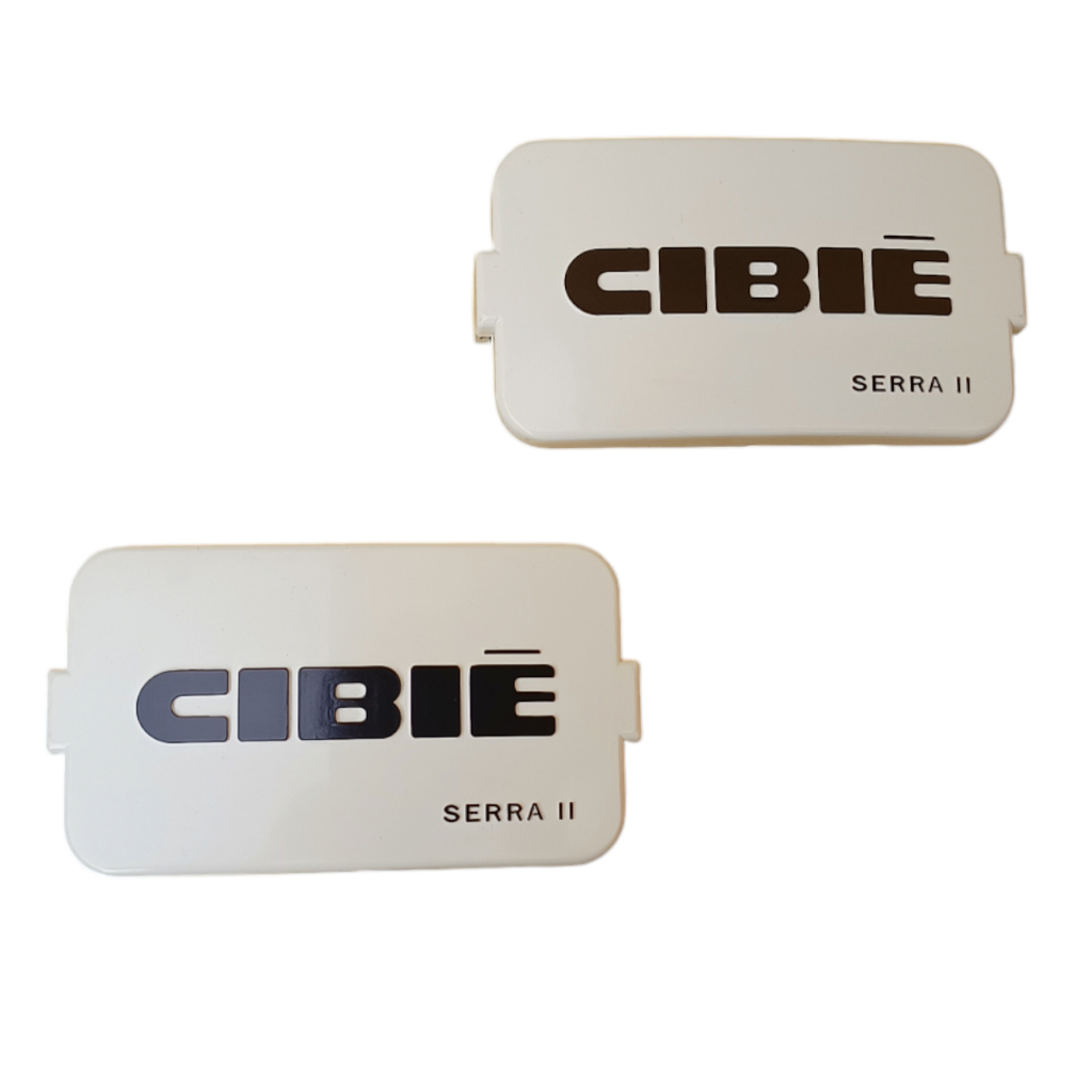 PAR DE CAPA PARA FAROL DE MILHA RETANGULO PARA FUSCA/KOMBI/BRASILIA/OPALA/CHEVETTE ADAPTAÇÃO BRANCO COM LETRAS PRETAS