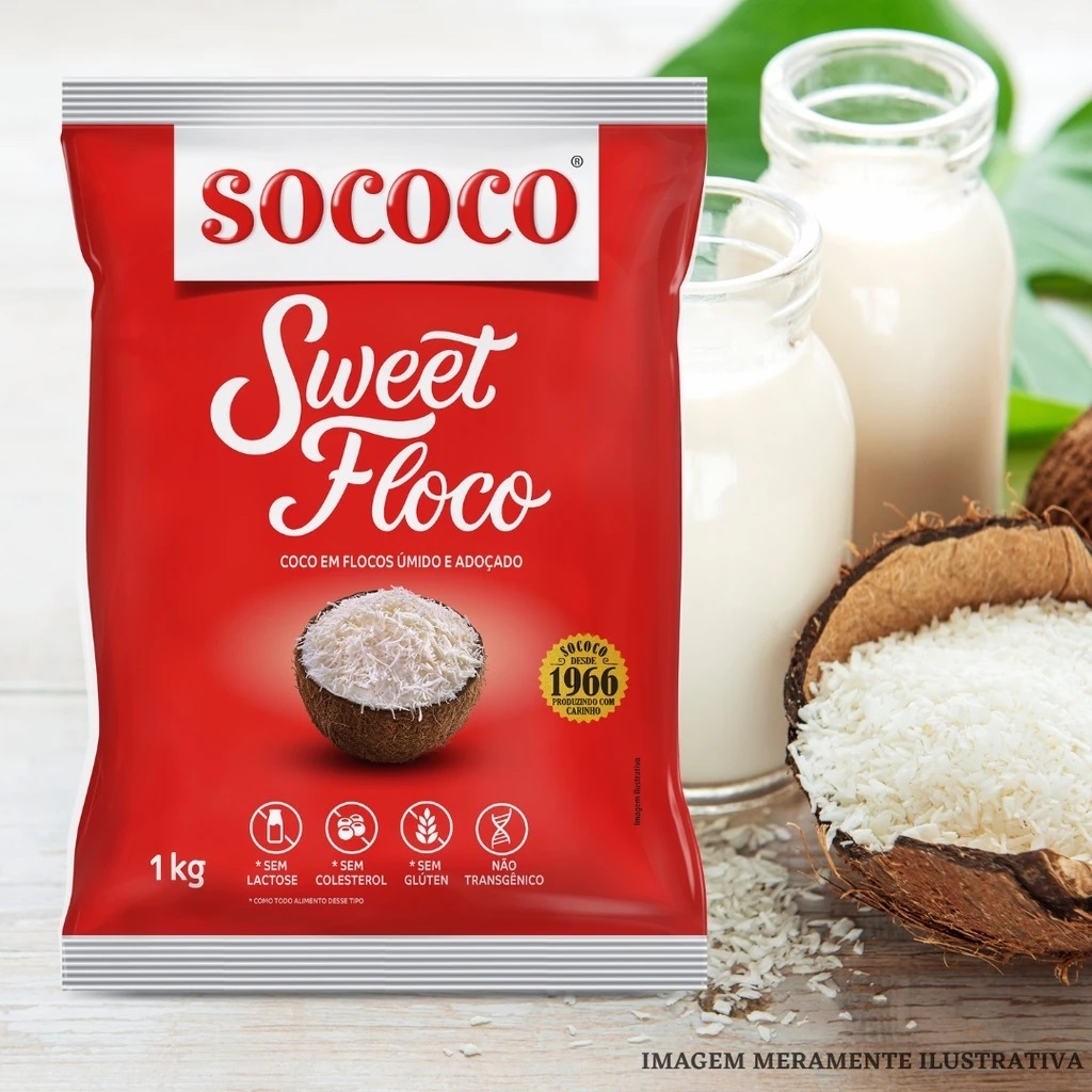 Sweet Floco - Sococo 1kg - Coco Ralado - Cocada - Tapiocoa - Padaria - Doces- Confeitaria