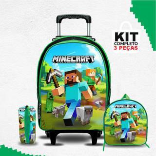 Mochila escolar com Lancheira e Estojo - Rodinha - Menino - Masculino - 3 peças