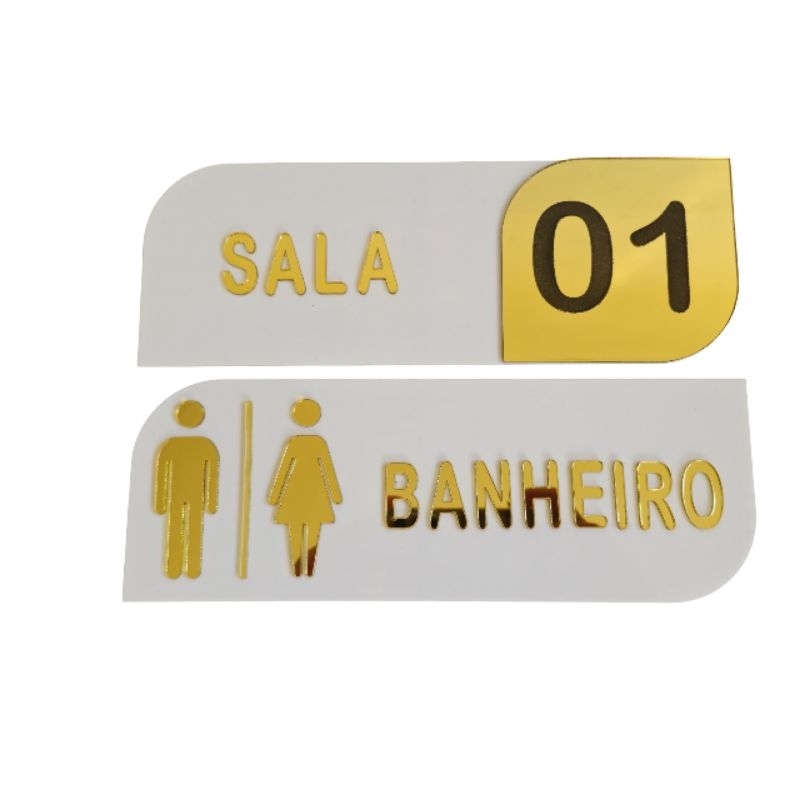 Placa Indicativa Banheiro/Sala/Escritório em Oferta na Shopee