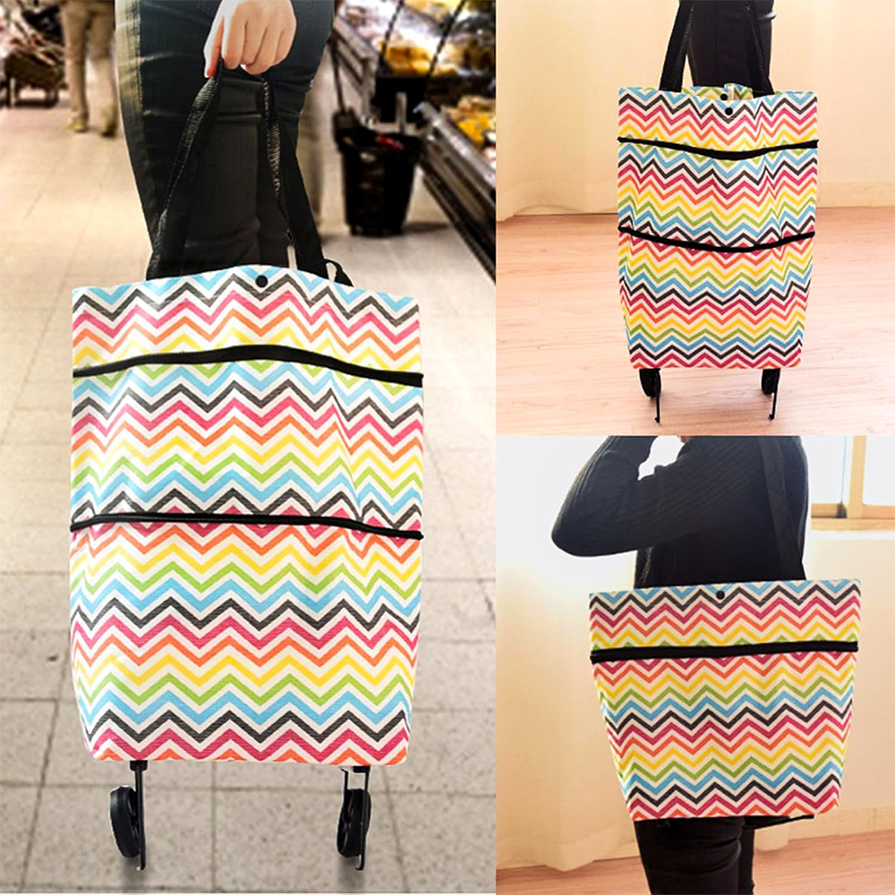 bolsa de compras dobrável Com Rodinhas grande capacidade para feira