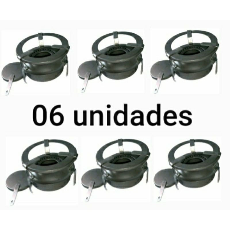 06 Fogareiro Fogão a Alcool 1 uma boca Portatil Espiriteira Álcool Camping Pesca Sítio Sem Pintura