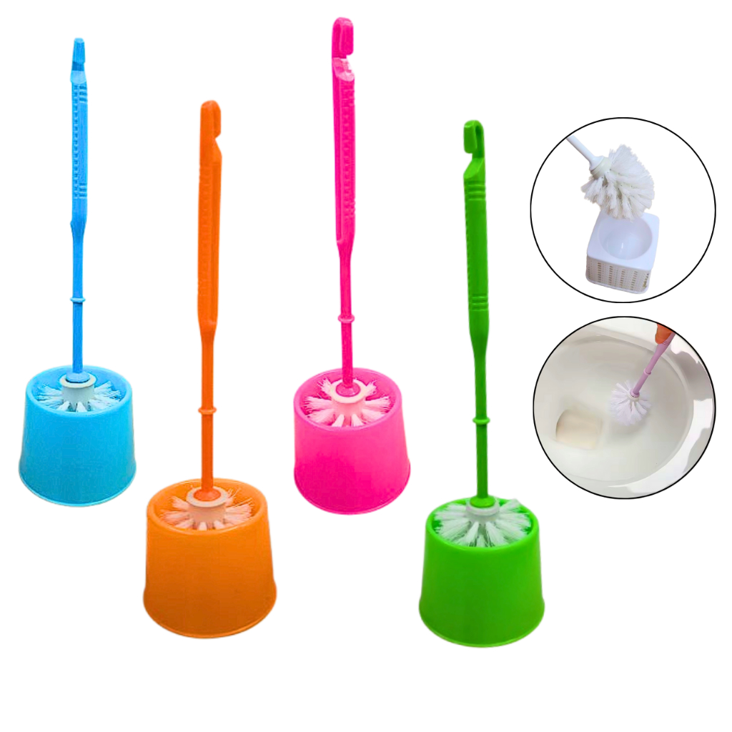 Escova Sanitária Vaso Limpeza Higienização C/ Suporte Kit Limpeza Multiuso 4 Unidades