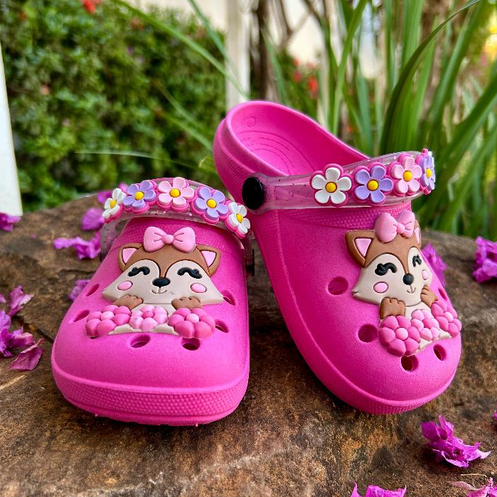 Sandália Babuche Infantil meninas Papete Correia Florida Leve e confortável