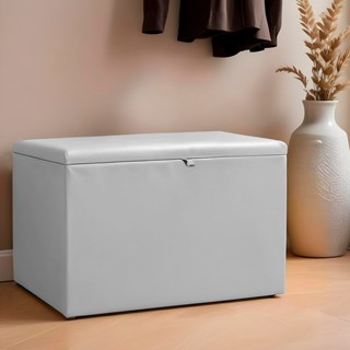 Baú Médio 55x32x40cm em Couro Sintético Liso - Várias Cores em Oferta na Shopee