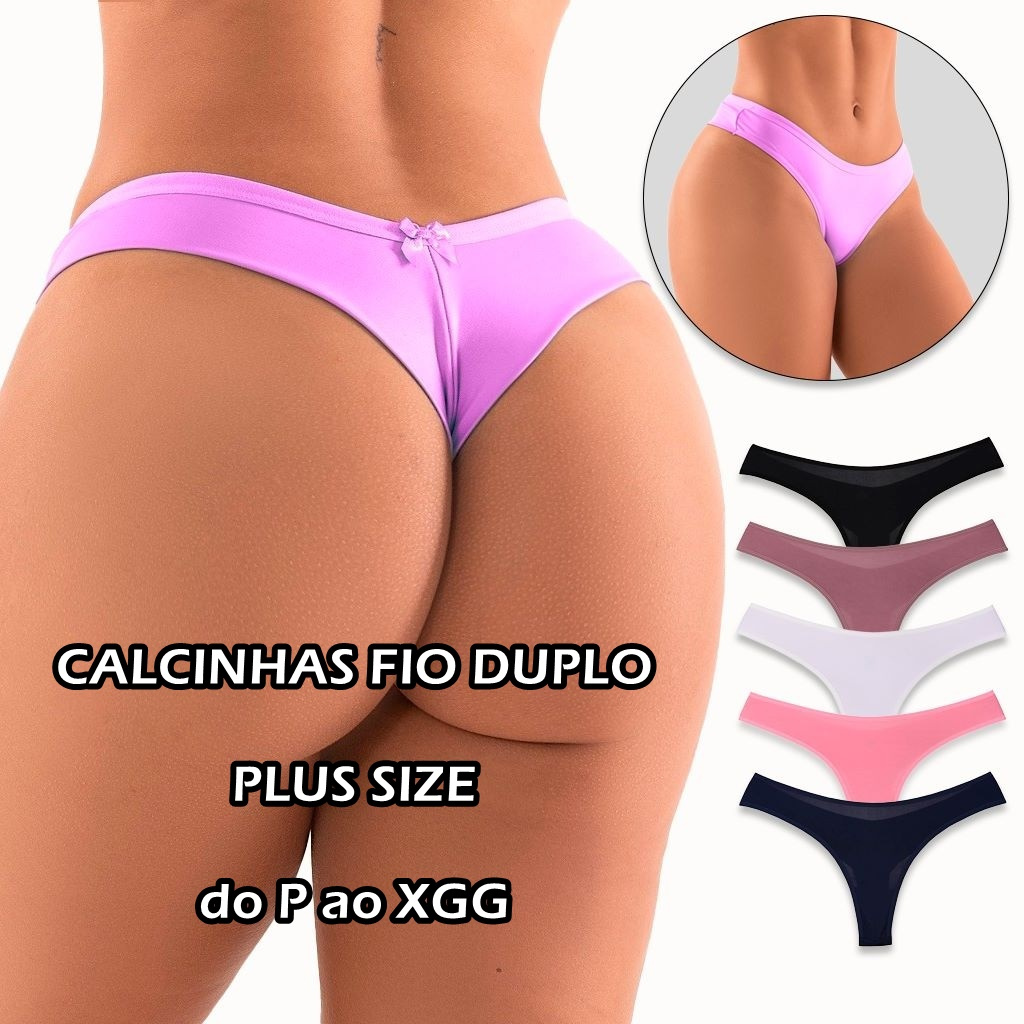 Kit com 5 Calcinhas Fio Duplo Confortável – Sem Marcas, Macia, Não Marca a Roupa, P ao Plus Size
