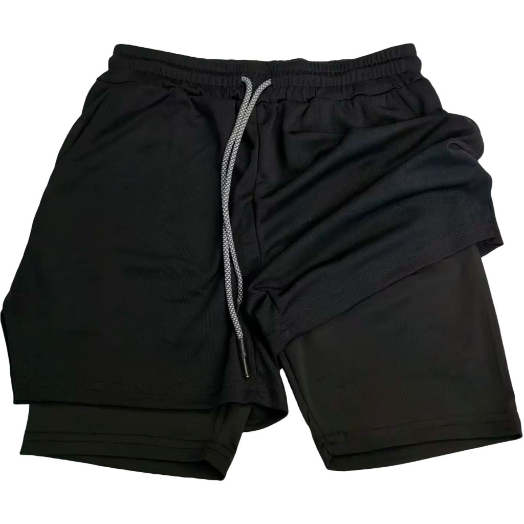 Short Masculino 2 em 1 Treino Corrida Compressão Dry Fit Bermuda Short Academia Musculação