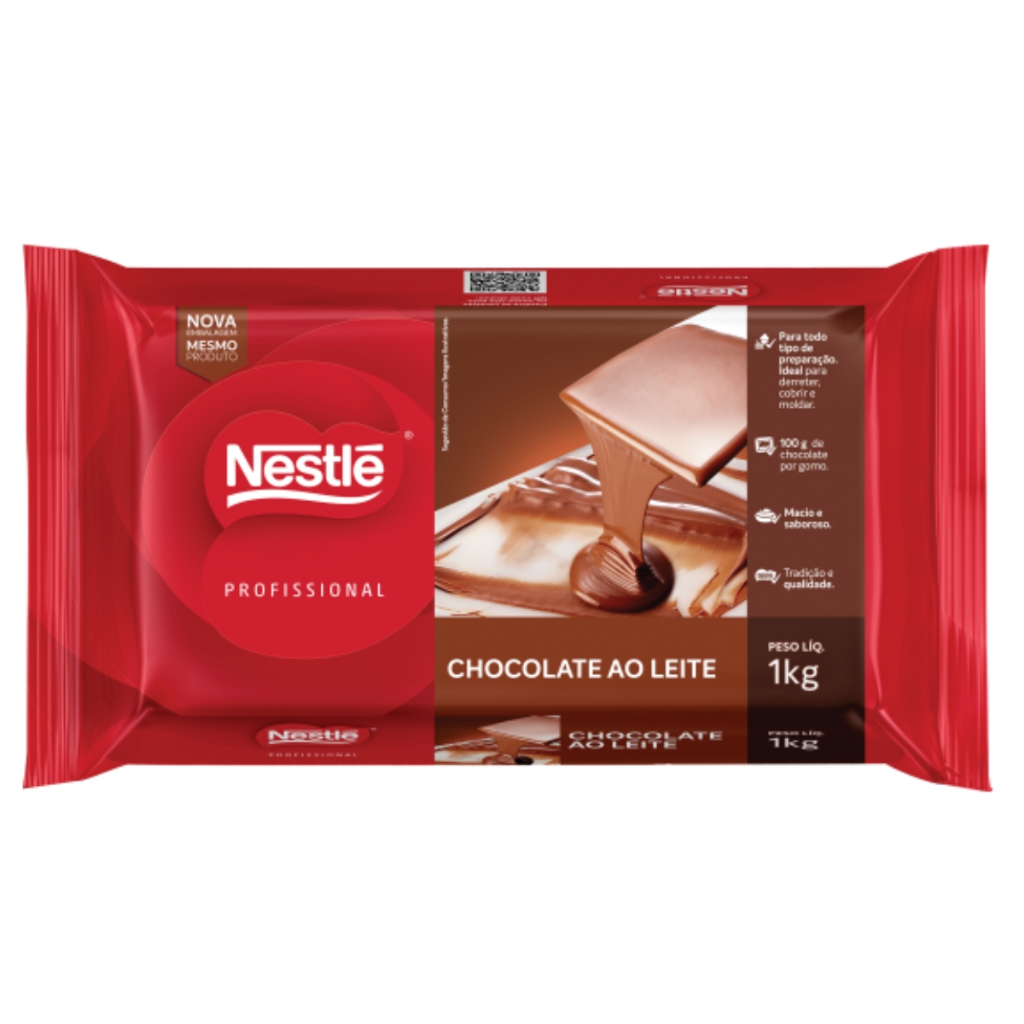 Barra de Chocolate Cobertura Ao Leite Profissional 1kg Nestlé