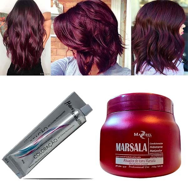 Kit Vinho Marsala 01 Coloração em Creme Nº 66.26 e 01 Mascara Matizadora 250g Mairibel