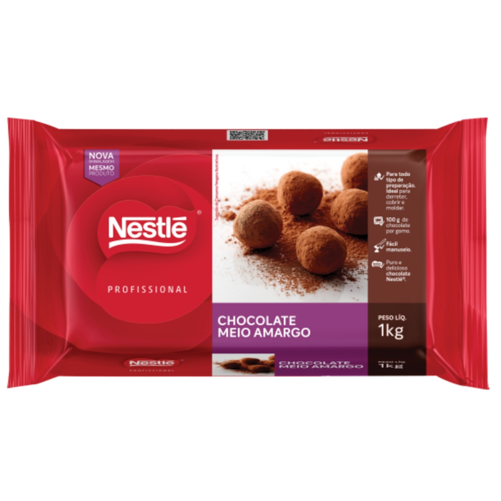 Barra De Chocolate Cobertura Meio Amargo 1kg Nestlé