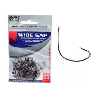 Anzol Marine Sports Wide Gap Cartela Para Pesca Com Isca Viva Robalo Traíra Pescada - Preto