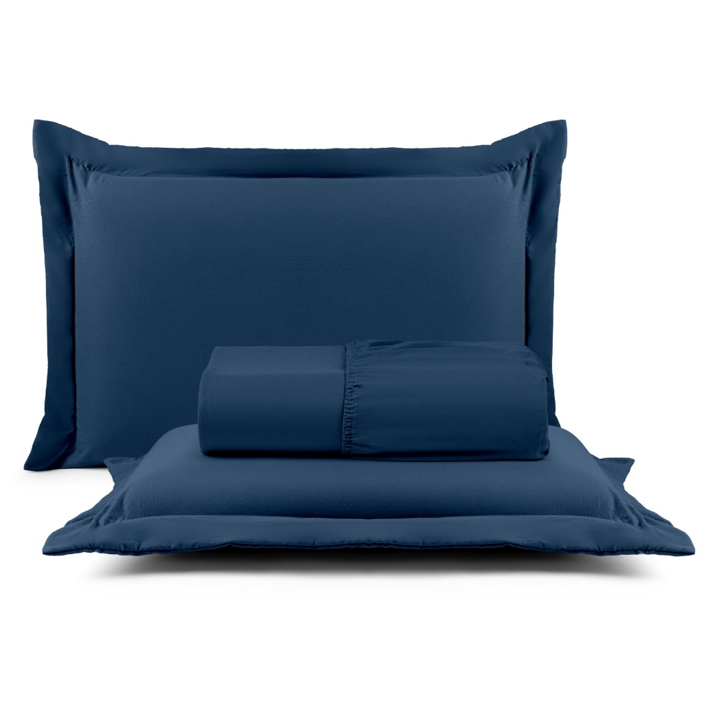 Jogo de Lençol Casal 3 Peças 400 Fios Micropercal Peletizado com Elástico Cama Box Toque Aveludado