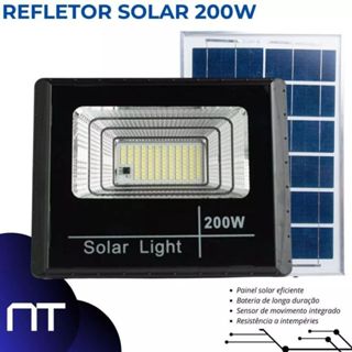 Refletor Solar 200W Holofote 6500K Iluminação Potente C/ Placa Solar e Controle Remoto  prova d'agua em Oferta na Shopee