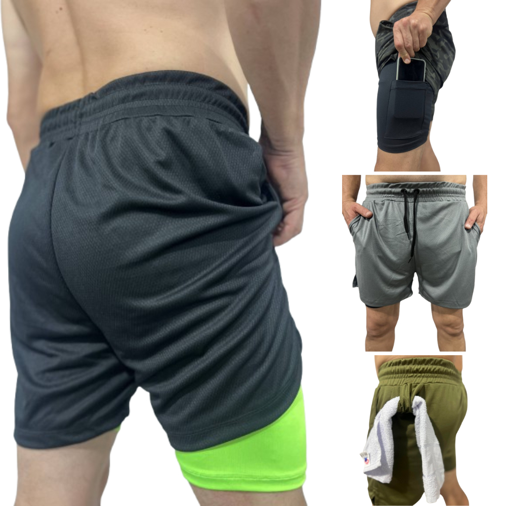 Bermuda e Shorts 2 em 1 Academia e treino com elastano alta qualidade sport fit dry fit