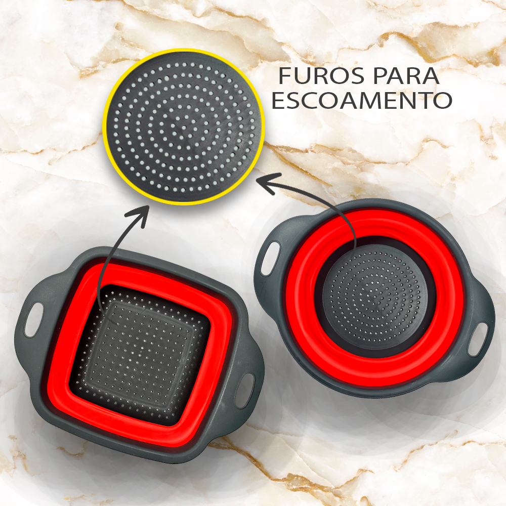 kit 2 Escorredor Alimentos e Utensílios Cozinha Retrátil Silicone  Enviaremos cores sortidas