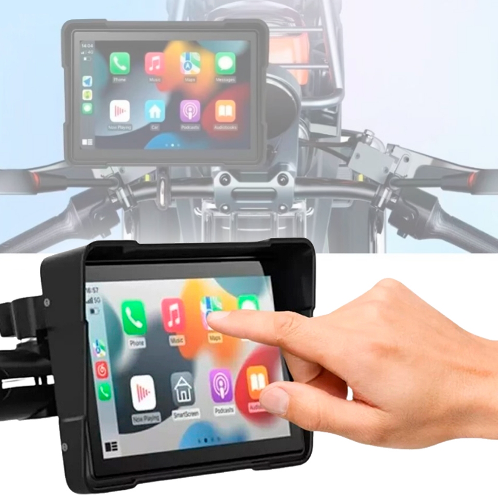 Multimidia Mp5 Navegação Da Motocicleta Moto GPS Carplay Sem Fio Android Auto em Oferta na Shopee