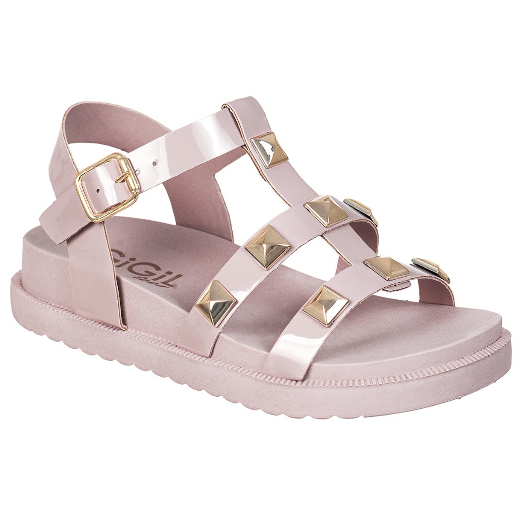 Sandália Feminina Infantil GiGiL Teen Flatform Birken Pirâmide ABS Cravo Confortável Moda Blogueira Promoção - Baby & Kids Fashion