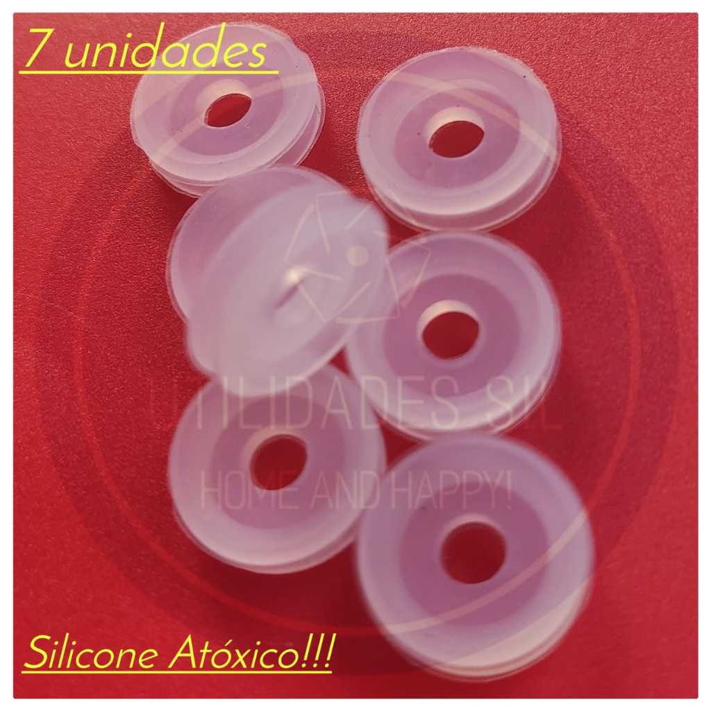 Kit Vedação Anel  Borrachinha Silicone (7 peças)  p/ Pino Válvula Segurança Panela Pressão Elétrica.