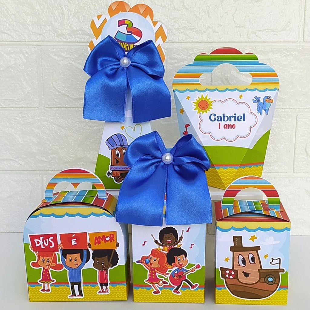 Kit Festa Personalizado Tema 3 Palavrinhas Caixinhas Personalizadas para Aniversário