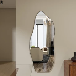Espelho Orgânico 115cm x 60cm Moldura em Aluminio Flame E06 Corpo Inteiro Grande Indutrial Sala Hall Quarto