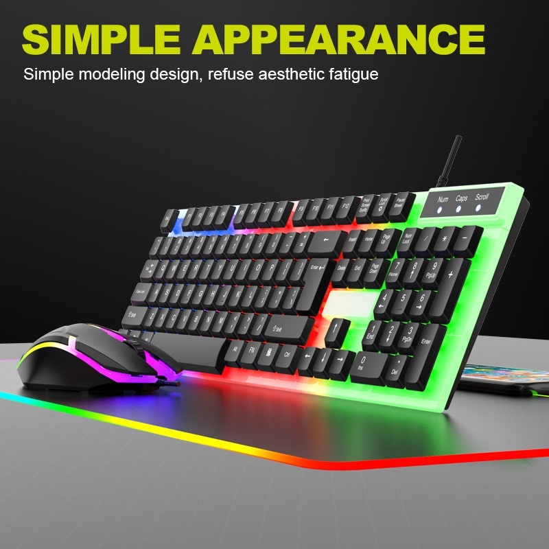 Kit Teclado Semi Mecânico + Mouse Gamer 3200dpi Rgb Led -H8